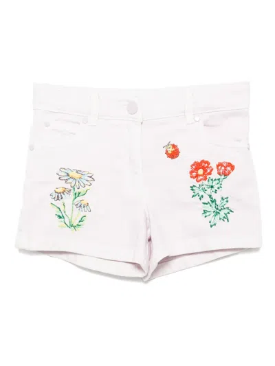 Stella Mccartney Floral-embroidered Shorts In 紫色