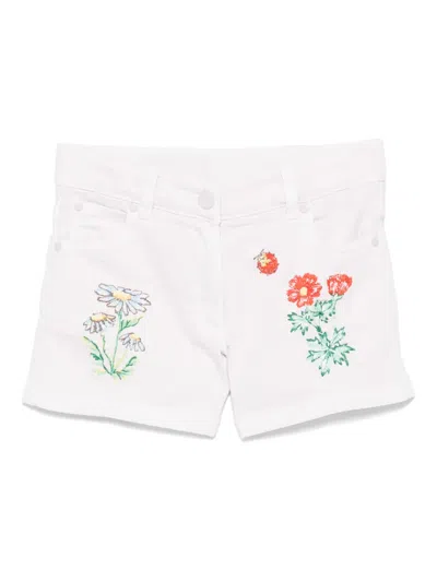 Stella Mccartney Kids' Floral-embroidered Shorts In White
