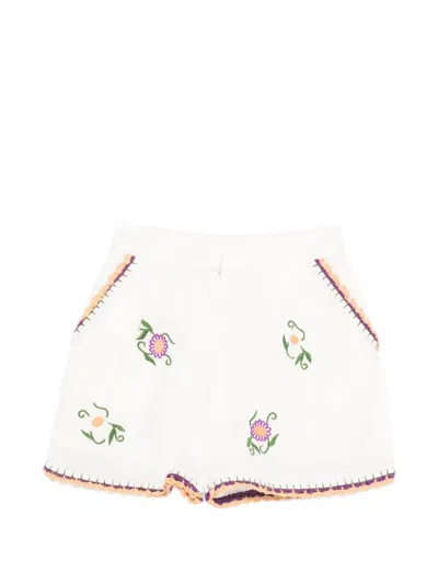 Stella Mccartney Floral Embroidered Shorts In White