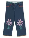 Stella Mccartney Floral-embroidered Straight-leg Jeans In Blue