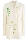 Stella Mccartney Floral-embroidered Stretch-wool Blazer In Cream