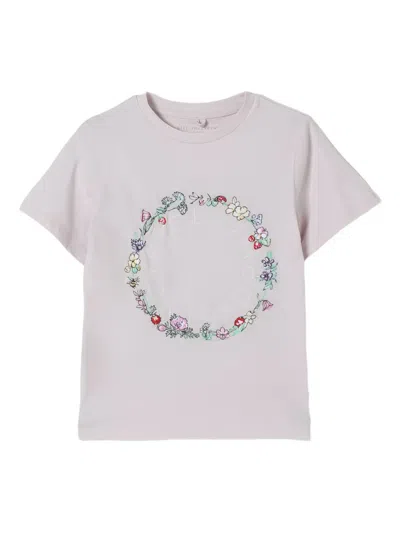 Stella Mccartney Kids' Floral-embroidered T-shirt In Multi