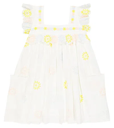 Stella Mccartney Kids' Floral Embroidered Tulle Dress In Avorio/embroidery
