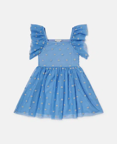 Stella Mccartney Floral-embroidered Tulle Dress In Blue