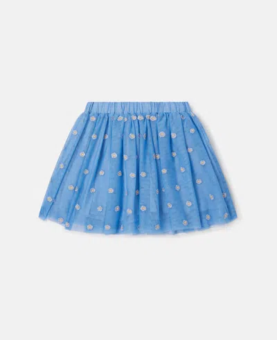 Stella Mccartney Floral-embroidered Tulle Skirt In Blue