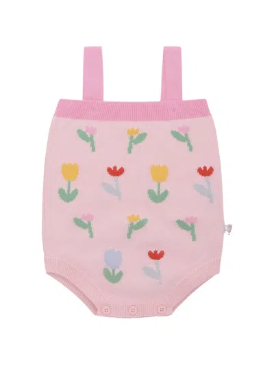 Stella Mccartney Babies' Floral-embroidery Bodysuit In Animal Print