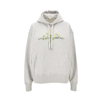 Stella Mccartney Floral Embroidery Mélange Hoodie In Grey