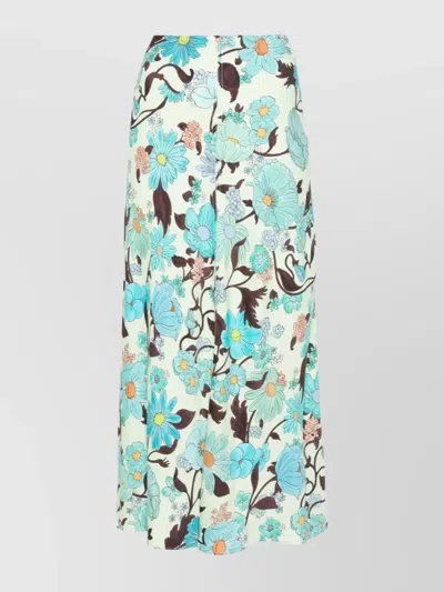 Stella Mccartney Floral High Waist Maxi Length Skirt In Blue