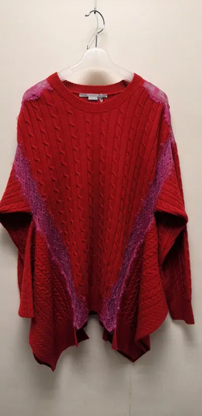 Stella Mccartney Floral Lace Asymmetrical Pullover In Red