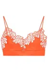 Stella Mccartney Embroidered Tulle And Satin Bra Top In Red