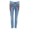 Stella Mccartney Floral Leopard Applique Patch Jeans In Blue