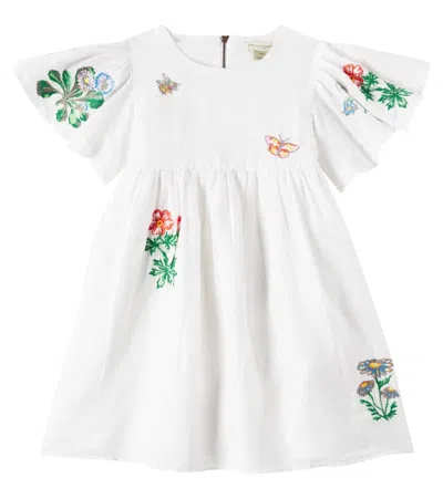 Stella Mccartney Kids' Floral Linen And Cotton Dress In White