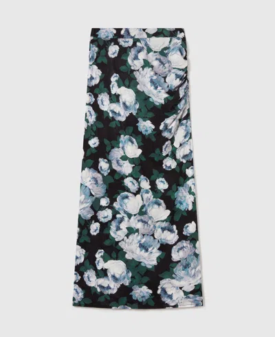 Stella Mccartney Floral Mesh Midi Skirt In Blue
