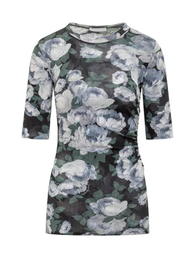 STELLA MCCARTNEY STELLA MCCARTNEY FLORAL MESH TOP WITH SHORT SLEEVES