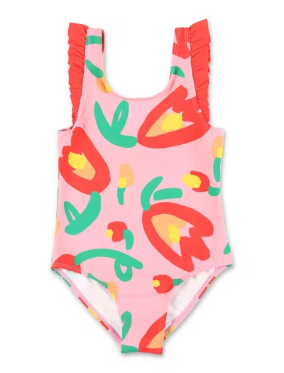 Stella Mccartney Floral Mini One-piece Swimsuit For Girls In Pink