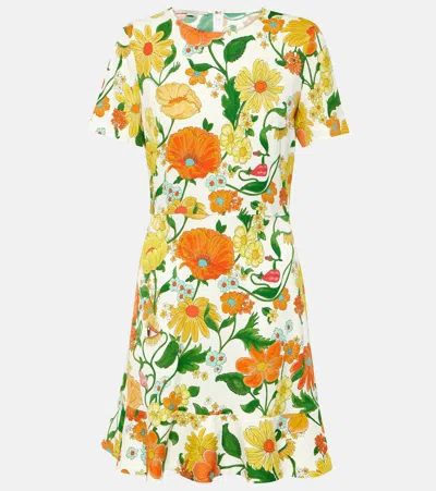 Stella Mccartney Ruffle-trimmed Floral-print Twill Mini Dress In Multi