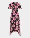 Stella Mccartney Floral-print Midi Dress In Pink Black