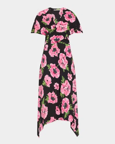 STELLA MCCARTNEY FLORAL PRINT ASYMMETRIC MIDI DRESS