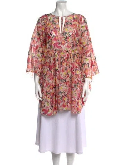 Pre-owned Stella Mccartney Floral Print Bateau Neckline Tunic In Pink