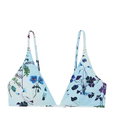 Stella Mccartney Floral Print Bikini Top In Blue