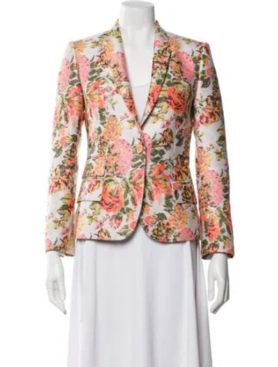 Pre-owned Stella Mccartney Floral Print Blazer In White