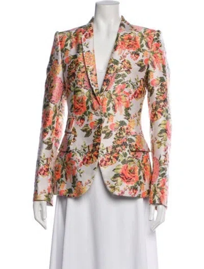 Pre-owned Stella Mccartney Floral Print Blazer In White