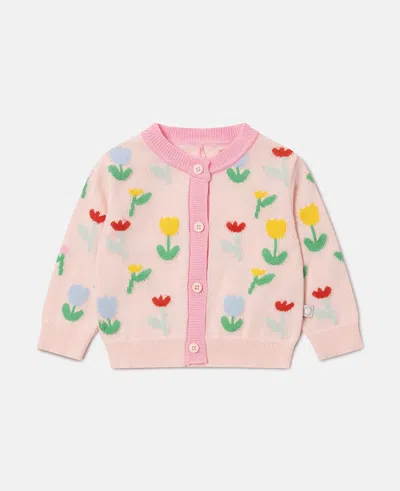 Stella Mccartney Kids' Baby Floral Cotton Cardigan In Pink