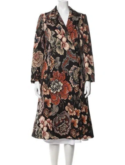 Pre-owned Stella Mccartney Floral Print Coat In Black
