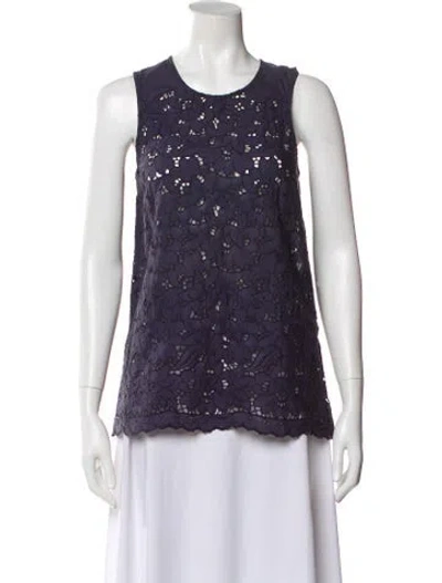 Pre-owned Stella Mccartney Floral Print Crew Neck Top In Blue