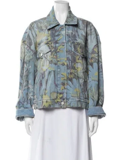 Pre-owned Stella Mccartney Floral Print Denim Jacket In Blue