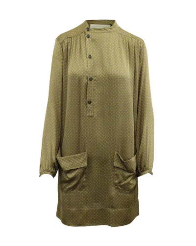 Stella Mccartney Floral Print Dress In Brown Silk