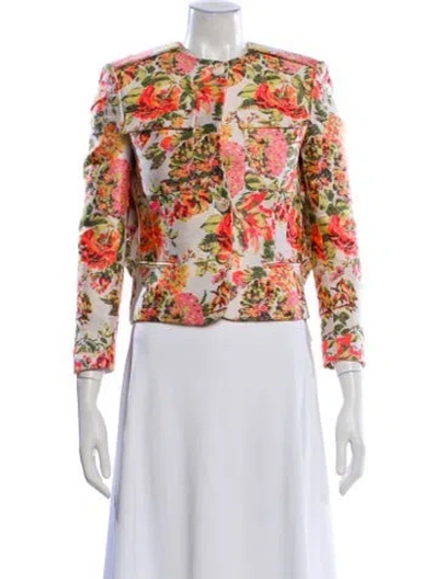 Pre-owned Stella Mccartney Floral Print Evening Jacket In White
