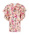 Stella Mccartney 'mallory' Floral Print Silk Top In Pink
