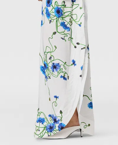 Stella Mccartney Floral Print Hammered Silk Asymmetric Cocktail Dress In White