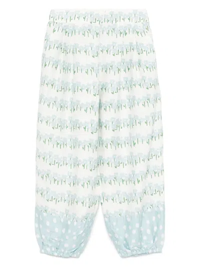 Stella Mccartney Kids' Floral-print Joggers In White