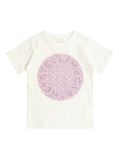 Stella Mccartney Kids' Floral-print Logo T-shirt In White