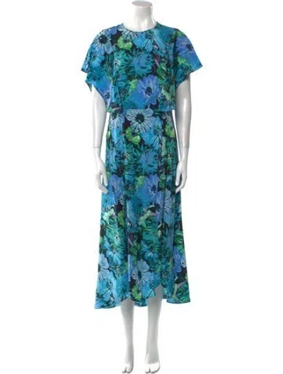Pre-owned Stella Mccartney Floral Print Long Dress In Blue