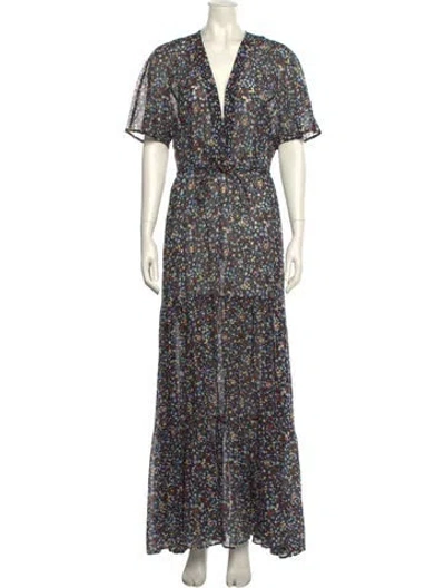 Pre-owned Stella Mccartney Floral Print Long Dress In Blue