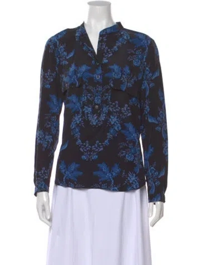 Pre-owned Stella Mccartney Floral Print Long Sleeve Blouse In Black