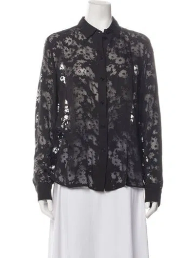 Pre-owned Stella Mccartney Floral Print Long Sleeve Blouse In Black