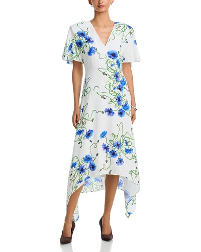 Stella Mccartney Floral Print Midi Dress In Blue