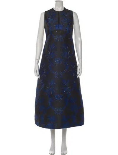 Pre-owned Stella Mccartney Floral Print Midi Length Dress In Black