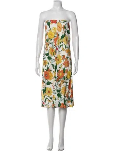 Pre-owned Stella Mccartney Floral Print Midi Length Dress In White