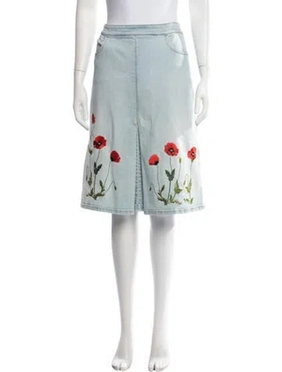 Pre-owned Stella Mccartney Floral Print Midi Length Skirt In Blue