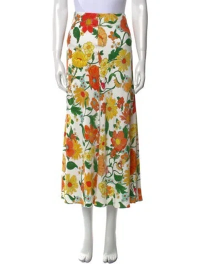 Pre-owned Stella Mccartney Floral Print Midi Length Skirt W/ Tags In White