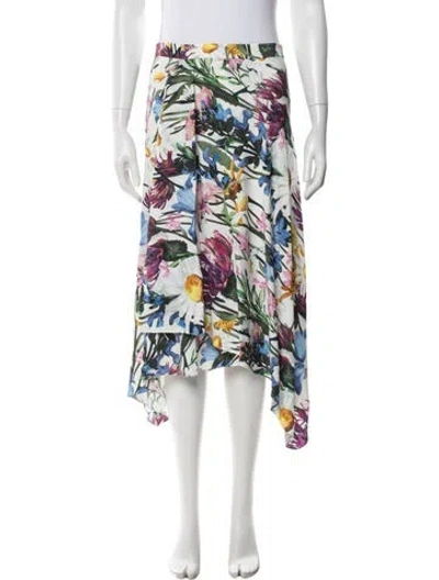 Pre-owned Stella Mccartney Floral Print Midi Length Skirt In White