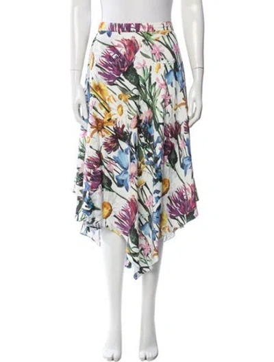 Pre-owned Stella Mccartney Floral Print Midi Length Skirt In White