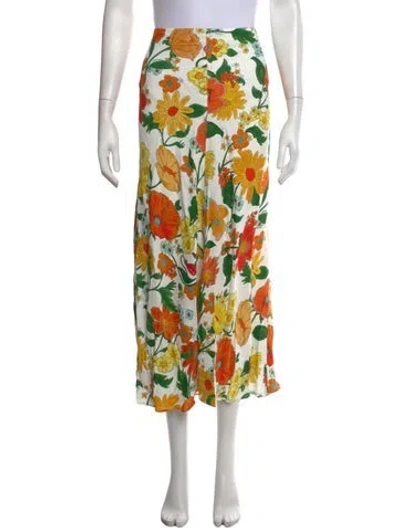 Pre-owned Stella Mccartney Floral Print Midi Length Skirt In White
