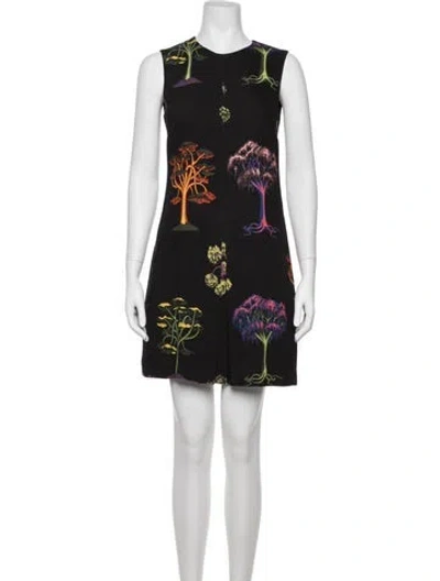 Pre-owned Stella Mccartney Floral Print Mini Dress In Black