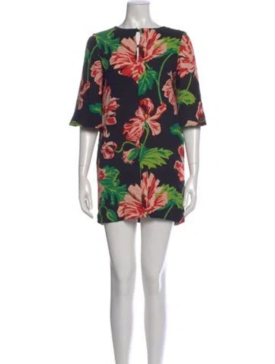 Pre-owned Stella Mccartney Floral Print Mini Dress In Black
